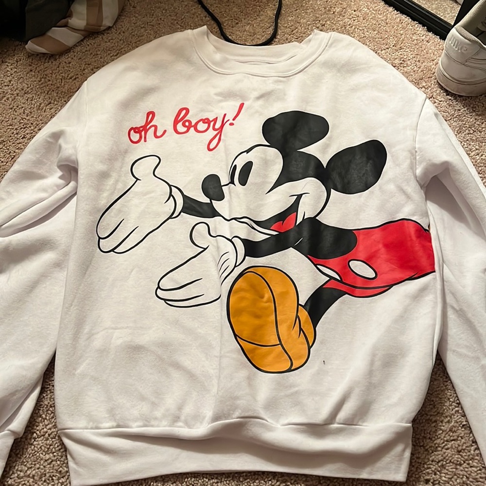 mickey mouse oh boy sweater white